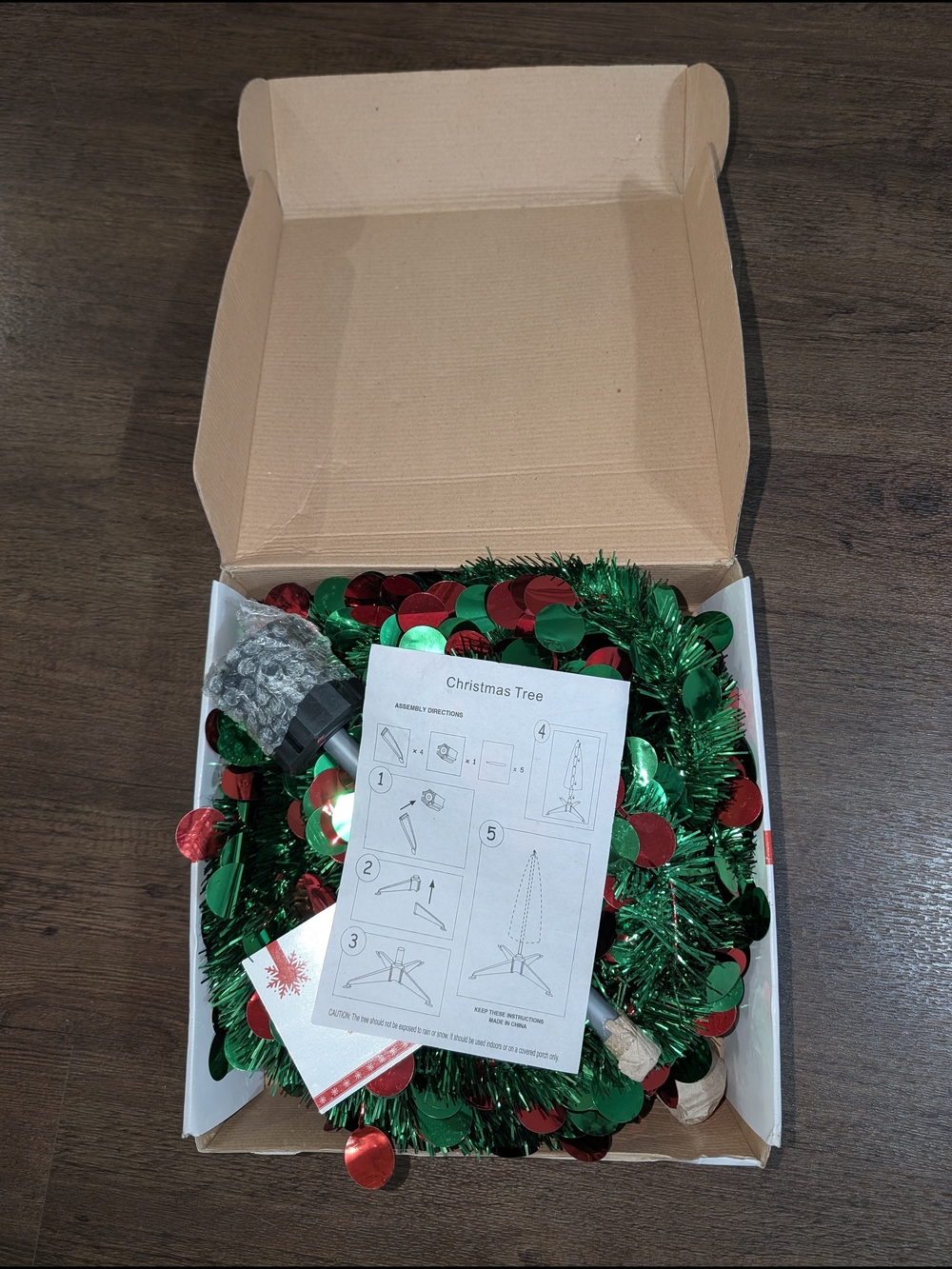 Winter Lane Red & Green Tinsel Garland Christmas Tree New In Open Box